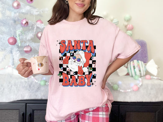 Santa Baby Checkered Blk  - DTF