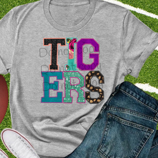 Tigers appliqué words-DTF