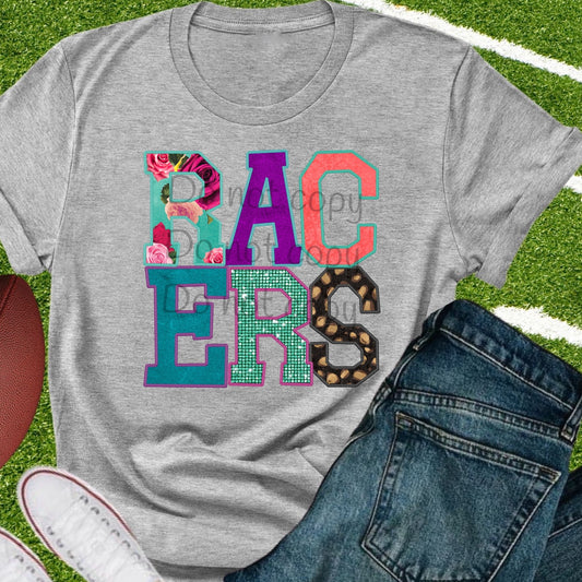 Racers faux appliqué words-DTF