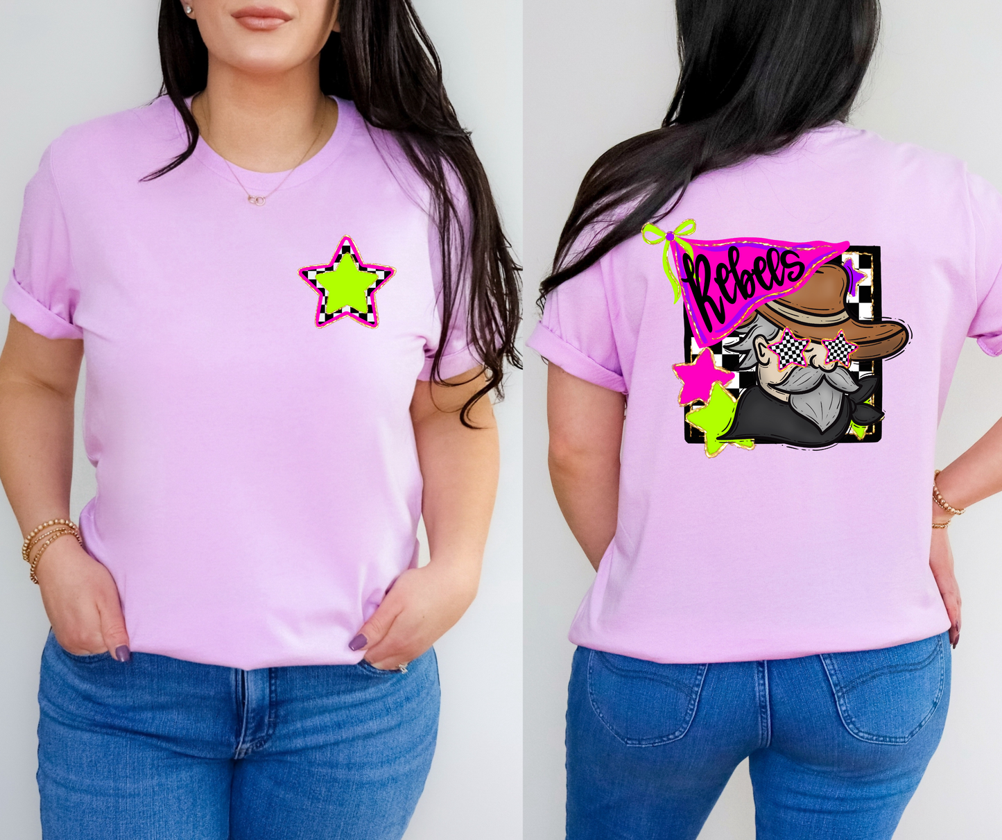 Neon Checkered Mascots(Dropdown)-DTF&UV