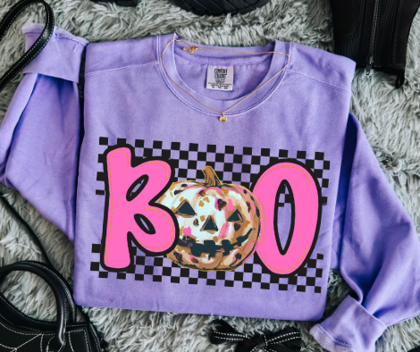 Checkered boo- DTF&UV