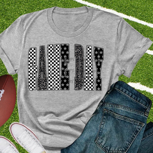 Game Day checkered with stars-DTF&UV