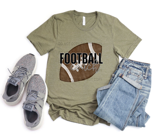 Football Coach White Outline - DTF
