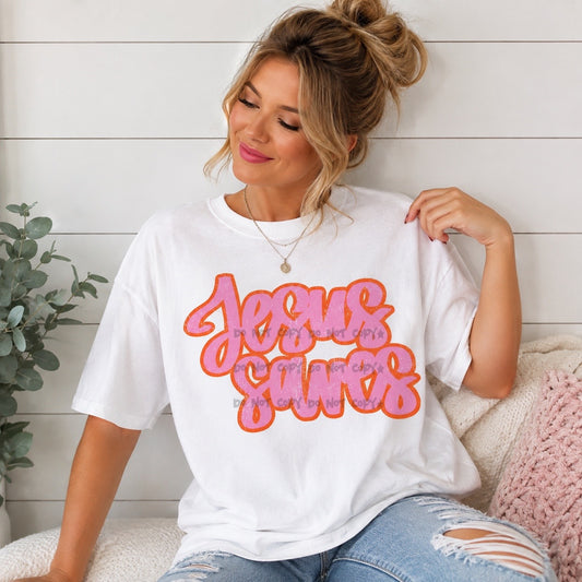 Jesus saves orange and pink - DTF&UV