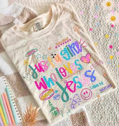 Just a girl who loves Jesus doodle- DTF