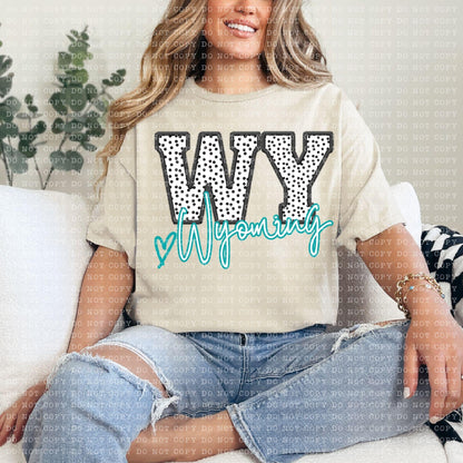 Polka Dotted Faux Embroidery States (ALL STATES)-DTF