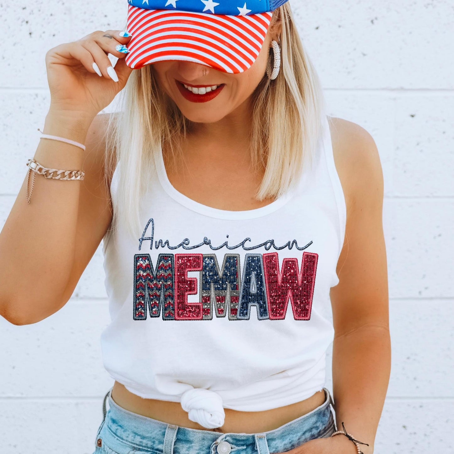 American Memaw Faux Embroidery Sequin - DTF