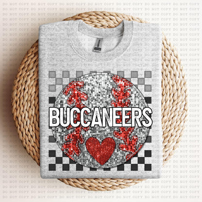 Baseball Mascots Faux Embroidery Checkered Sequins -DTF