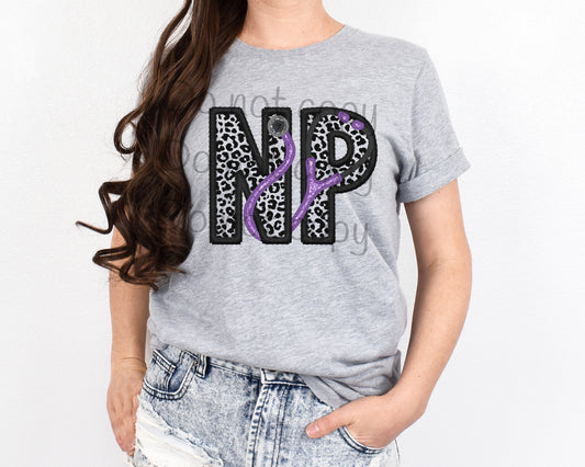 NP purple sequin stethoscope-DTF