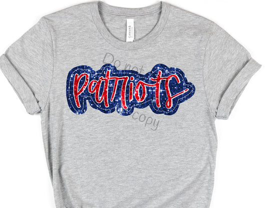 Patriots blue red sequin-DTF