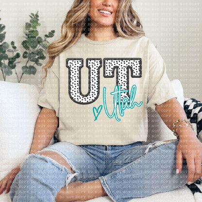 Polka Dotted Faux Embroidery States (ALL STATES)-DTF