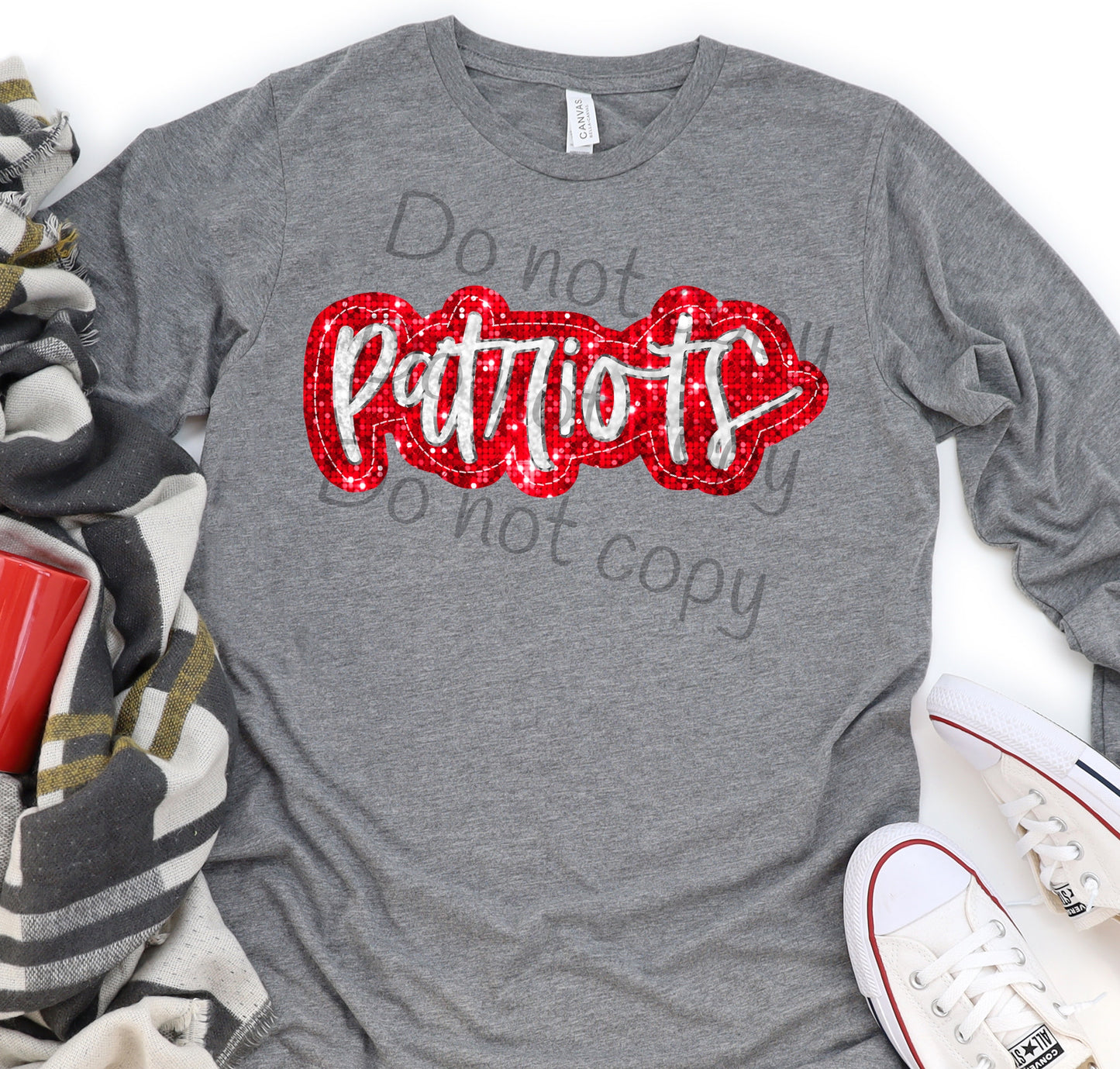 Patriots red white sequin -DTF
