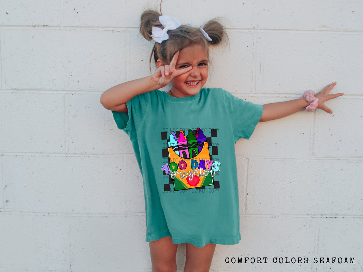 100 Days Brighter Crayons Checkered - DTF