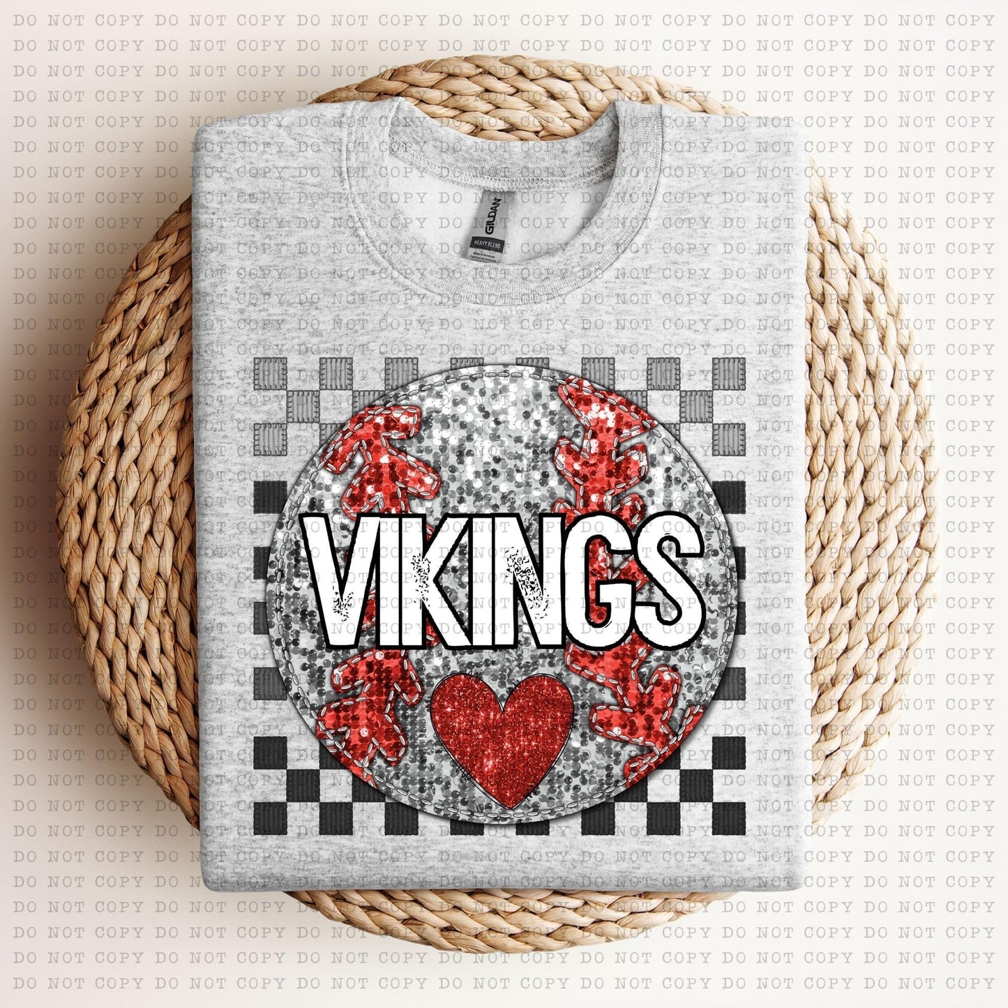 Baseball Mascots Faux Embroidery Checkered Sequins -DTF