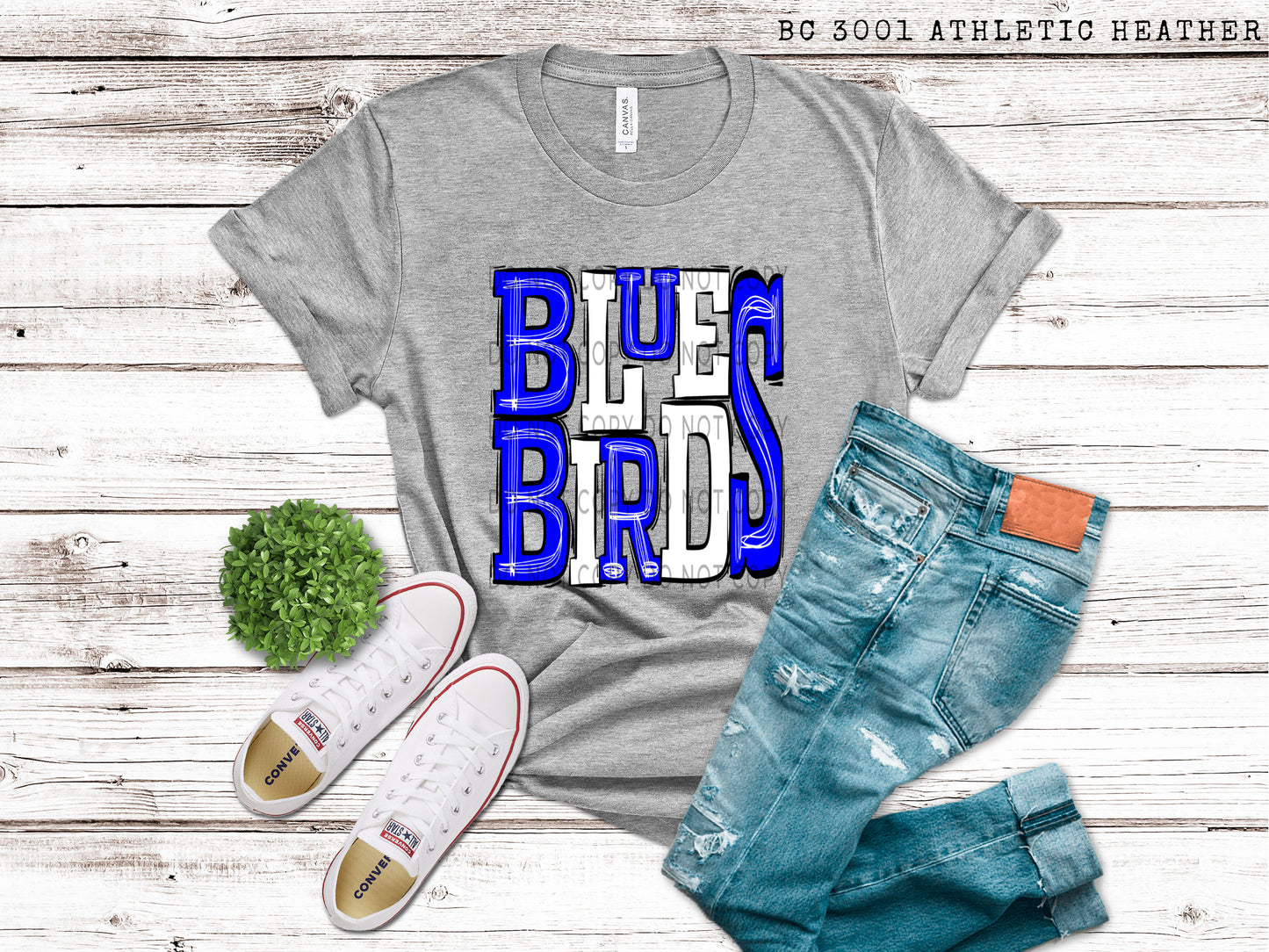 Blue Birds Royal Blue And White - DTF