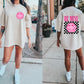 Be Mine Checkered Pink Smiley (FRONT ONLY) DTF