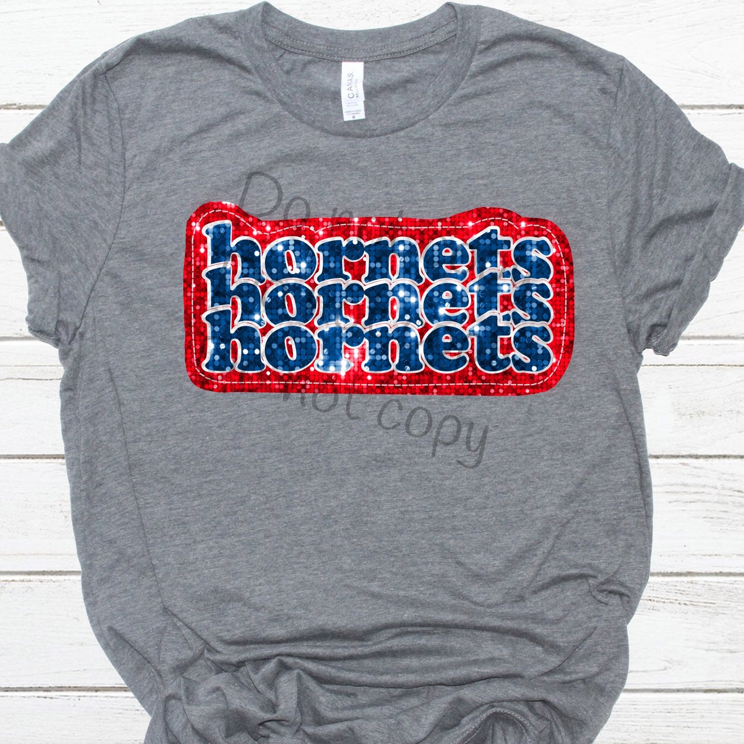 Hornets stacked sequin -DTF