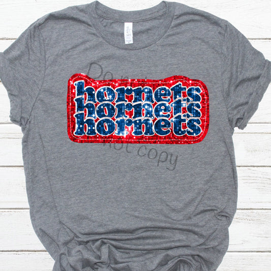 Hornets stacked sequin -DTF
