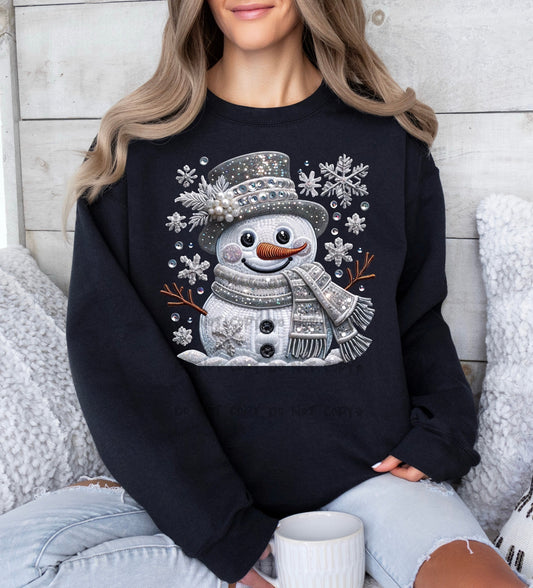 Winter snowman faux embroidery-DTF