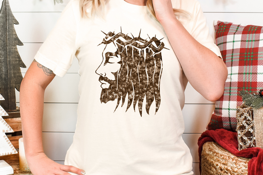 Jesus with crown thorn sequin-DTF