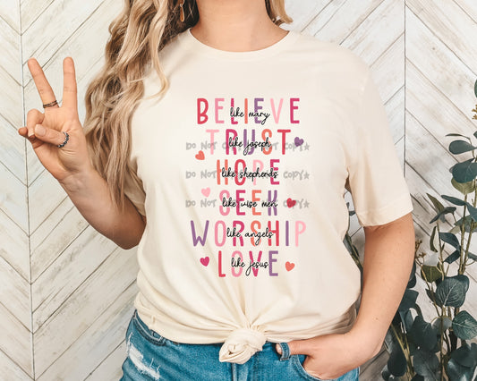 Believe like Mary… love like Jesus-DTF