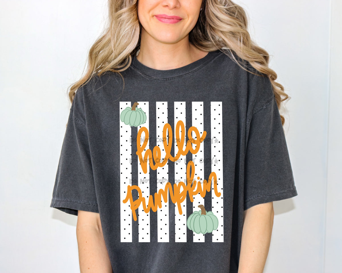 Hello Pumpkin white stripes - DTF&UV