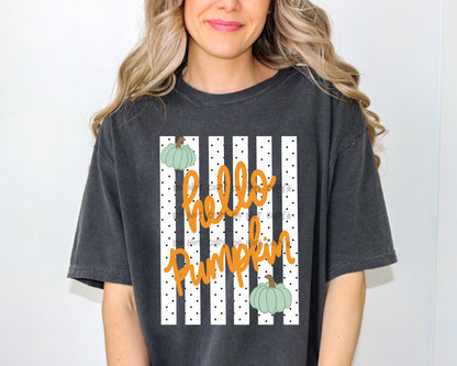 Hello Pumpkin white stripes - DTF&UV