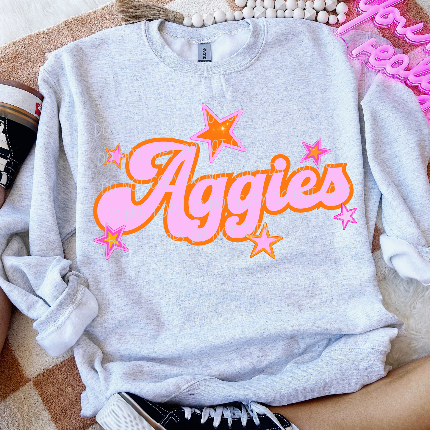 Pink Orange Stars Mascot (Dropdown)- DTF&UV