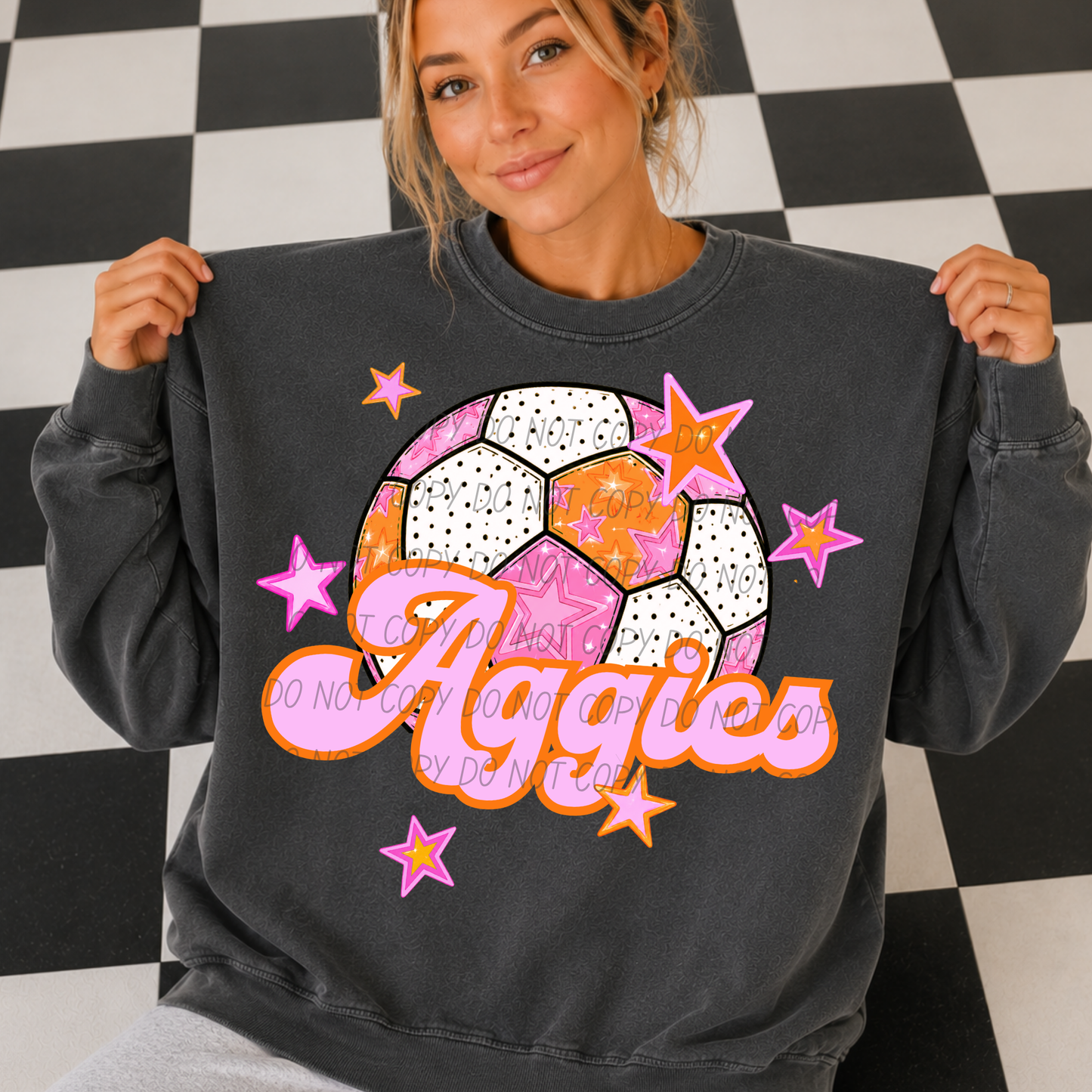 Soccer Pink Orange Stars Mascot (Dropdown)- DTF&UV