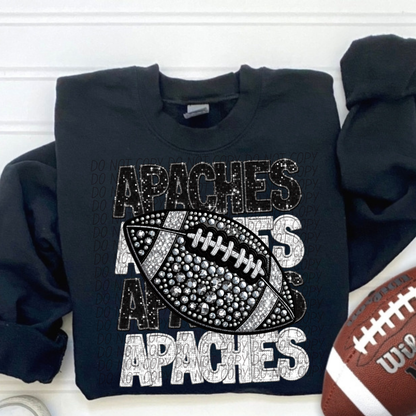 Football Stacked Mascots faux sequin (ALL MASCOTS LISTED IN THIS LISTING-DROPDOWN)-DTF
