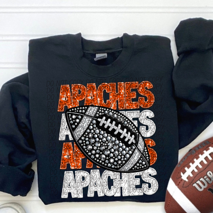 Football Stacked Mascots faux sequin (ALL MASCOTS LISTED IN THIS LISTING-DROPDOWN)-DTF