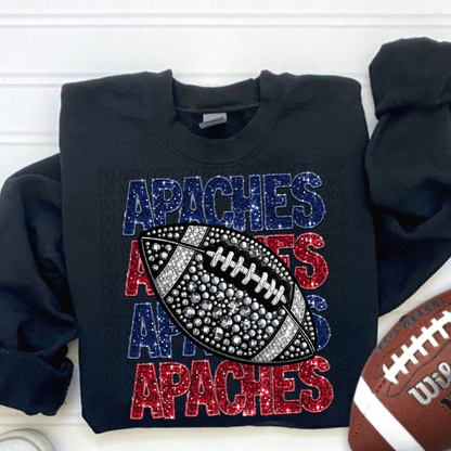 Football Stacked Mascots faux sequin (ALL MASCOTS LISTED IN THIS LISTING-DROPDOWN)-DTF