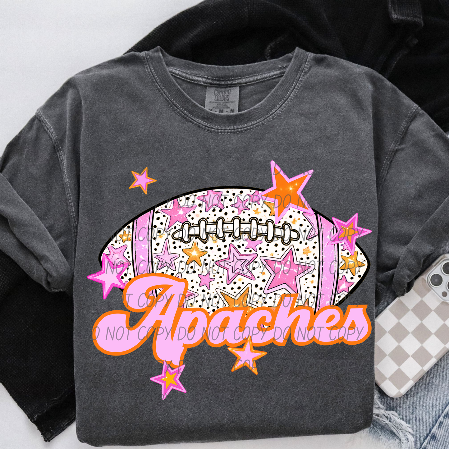 Football Pink Orange Stars Mascot (Dropdown)- DTF&UV