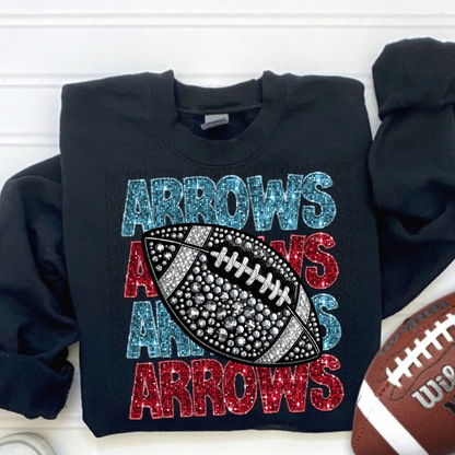Football Stacked Mascots faux sequin (ALL MASCOTS LISTED IN THIS LISTING-DROPDOWN)-DTF