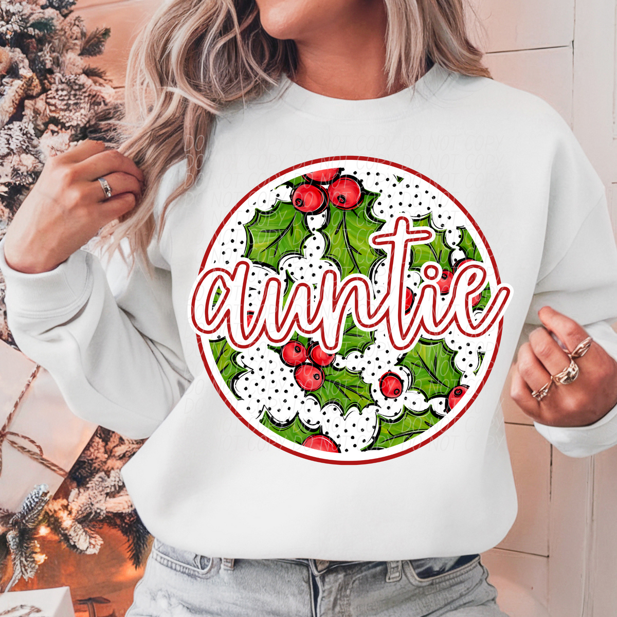 Holly Name Circle (DROPDOWN)-DTF&UV