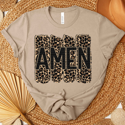 Amen leopard faux glitter outline- DTF&UV