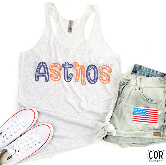 Astros Purple & Orange W Wht - DTF