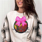 Softball Sister Cursive With Faux Embroidery Coquette Bow - DTF