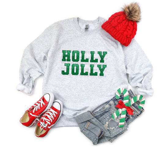 Holly Jolly Green Faux Embroidery Sequin-DTF