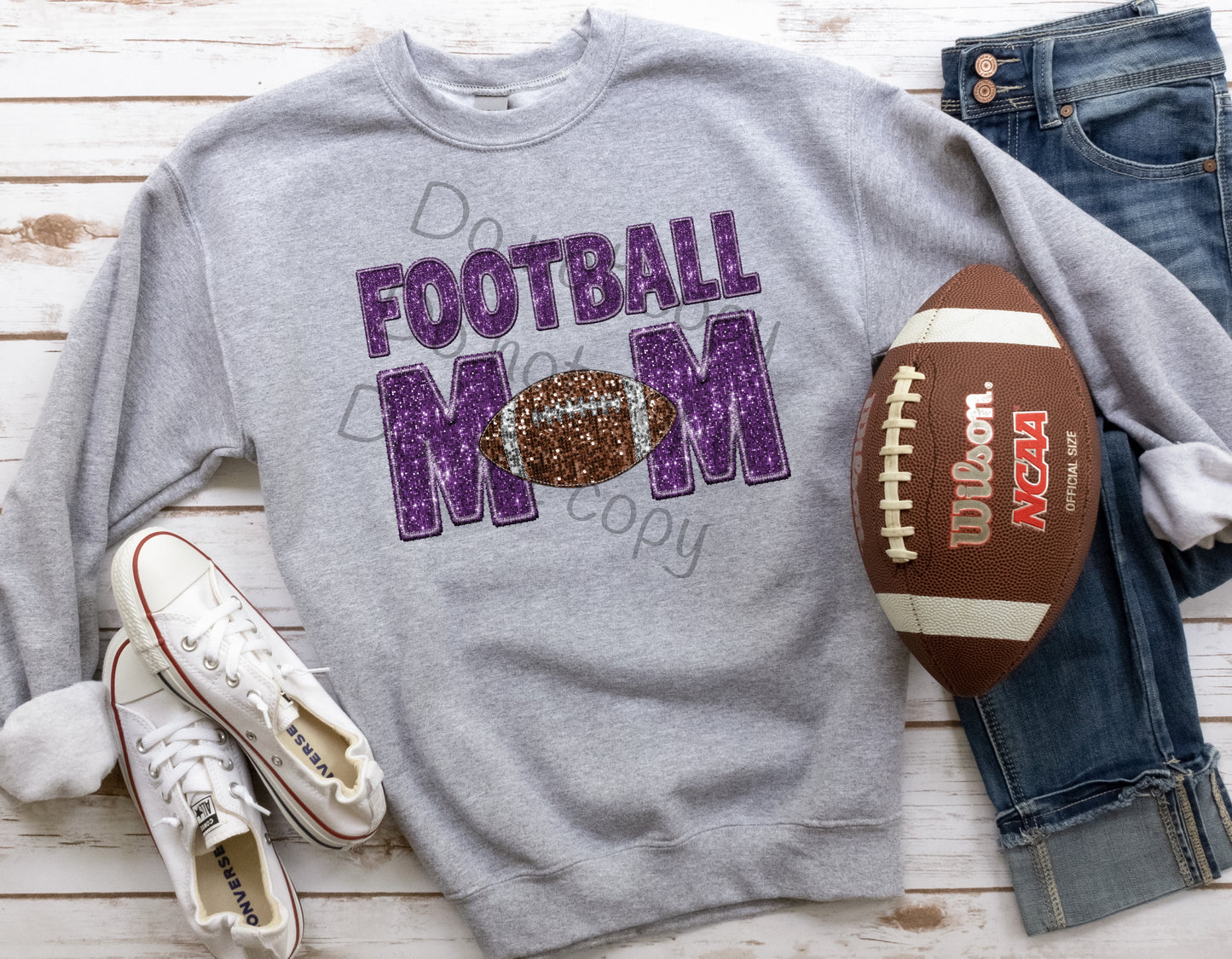 Purple sequin Football mom-DTF