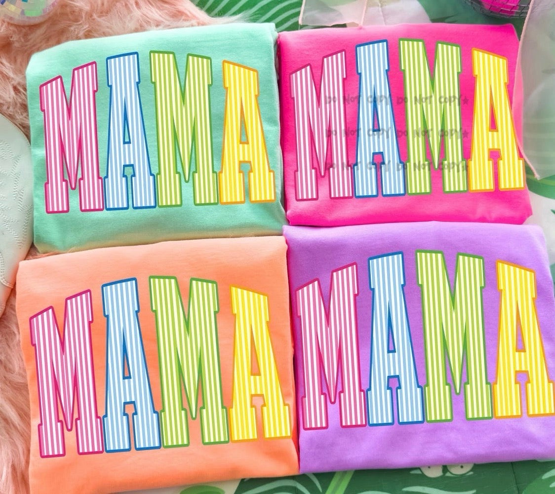 Mama neon multi colored checked- DTF&UV