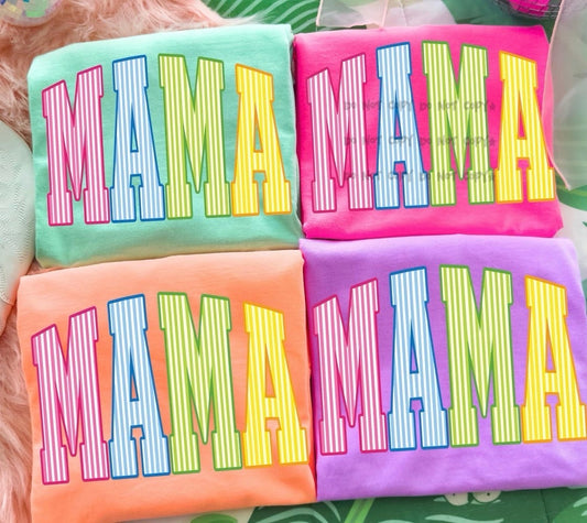Mama neon multi colored checked- DTF&UV