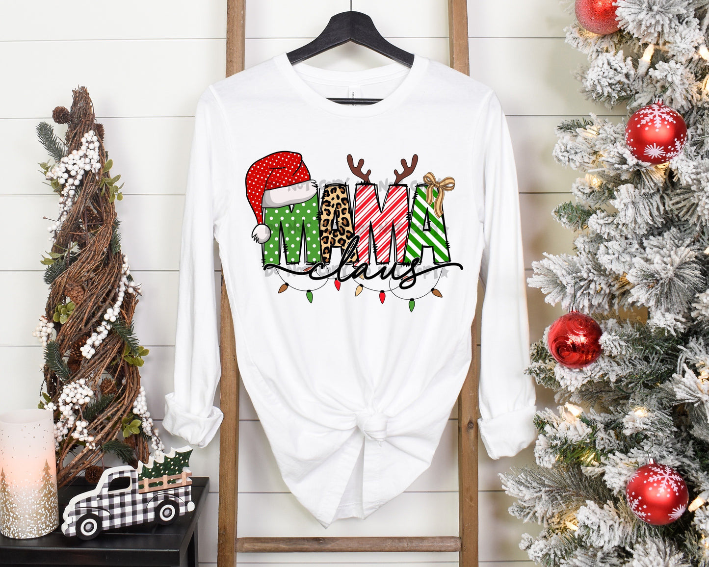 Mama claus doodle font with hat-DTF