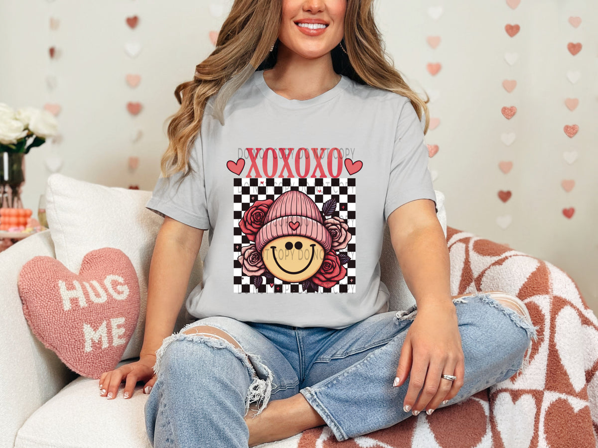 XOXOXO Smiley Checkered DTF