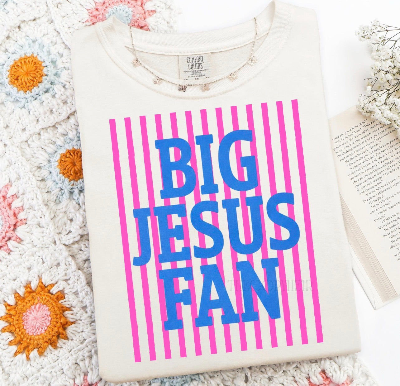 Big Jesus fan pink stripes-DTF&UV