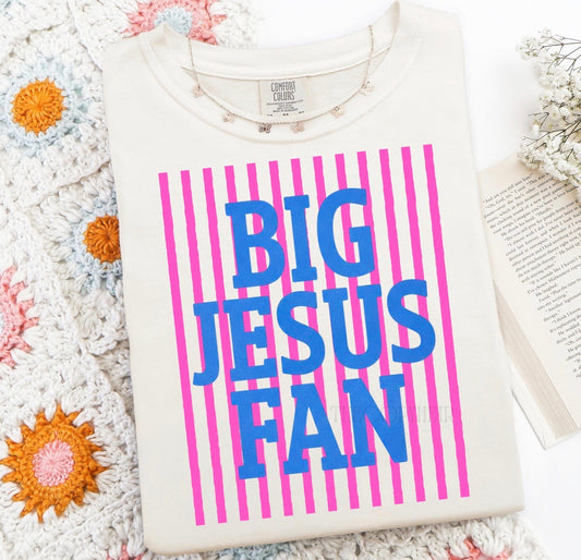 Big Jesus fan pink stripes-DTF&UV