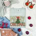 Merry Christmas faux stitch- DTF
