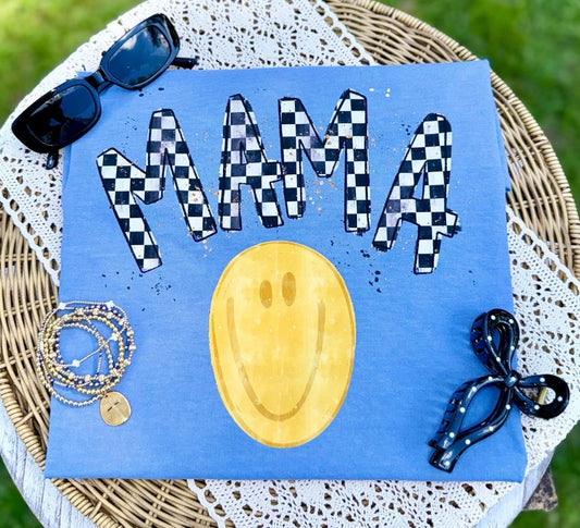 Mama checkered with smiley- DTF DEAL