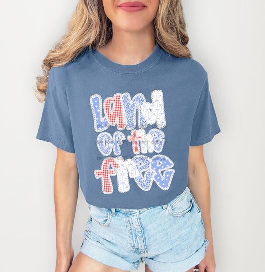 Land of the free with lace edges-DTF
