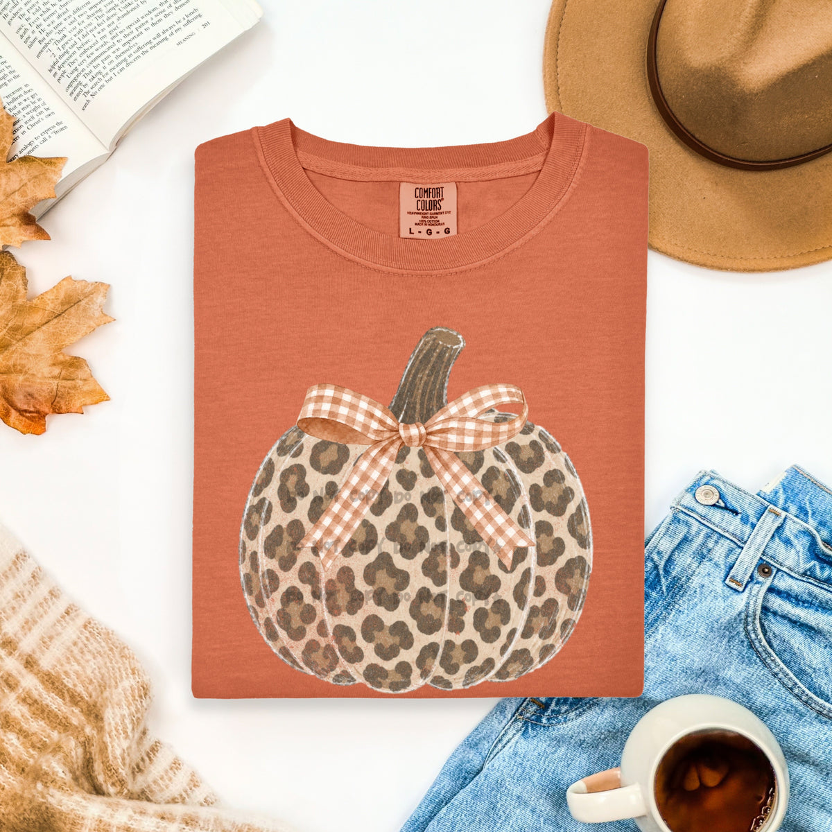 Leopard Pumpkin Gingham Bow-DTF&UV